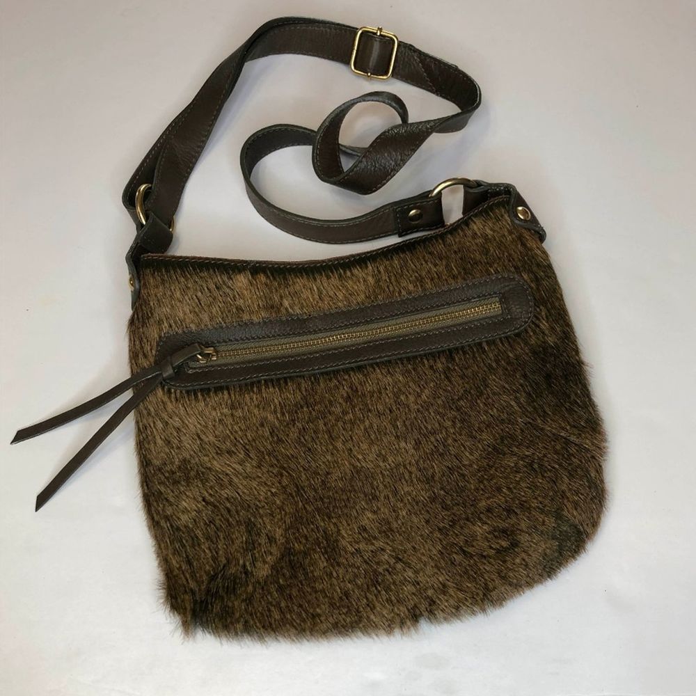Maurizio Taiuti Brown Leather Fur Purse